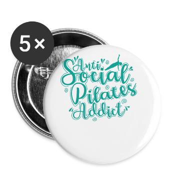 Anti Social Pilates Addict Powerhouse - Lot de 5 grands badges (56 mm) - blanc - Devant