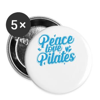 Peace Love Pilates Powerhouse Fitness - Lot de 5 grands badges (56 mm) - blanc - Devant
