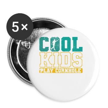 Cool Kids play Cornhole Freizeit Hobby - Buttons groß 56 mm (5er Pack) - Weiß - Vorne