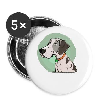 Dog in comic style - Buttons large 2.2''/56 mm (5-pack) - white - Front