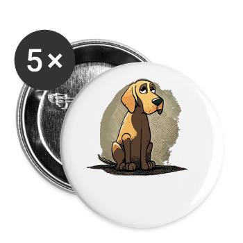 Chien dans le style comique - Lot de 5 grands badges (56 mm) - blanc - Devant