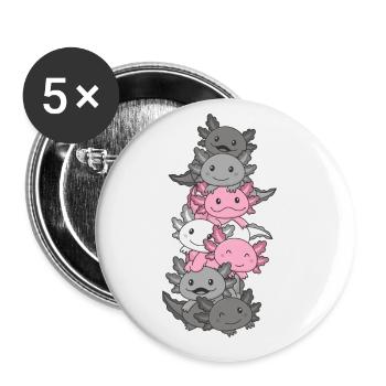 Demigirl Flag Gay Pride LGBTQ Axolotl - Buttons large 2.2''/56 mm (5-pack) - white - Front