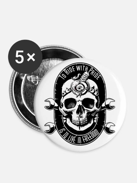 Ride with Pride! - Buttons large 2.2''/56 mm (5-pack) - white