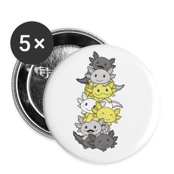 Demigent Flag Pride LGBTQ Mignon Axolotl Stack - Lot de 5 grands badges (56 mm) - blanc - Devant