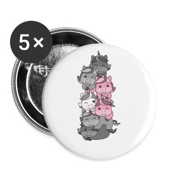 Demigirl Flag Pride LGBTQ süßer Einhorn Stapel - Buttons groß 56 mm (5er Pack) - Weiß - Vorne