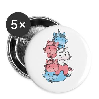 Transgender Flag Pride LGBTQ süßer Einhorn Stapel - Buttons groß 56 mm (5er Pack) - Weiß - Vorne