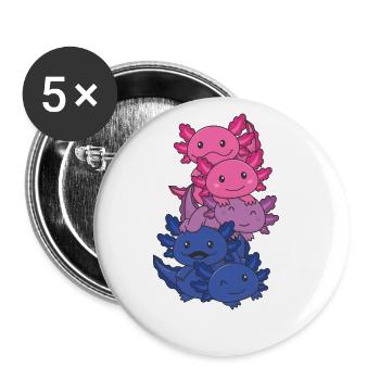 Bisexuell Flag Pride LGBTQ süßer Axolotl - Buttons groß 56 mm (5er Pack) - Weiß - Vorne