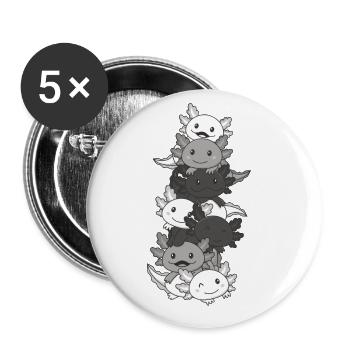 Allosexual Flag Pride LGBTQ Cute Axolotl Stack - Lot de 5 grands badges (56 mm) - blanc - Devant