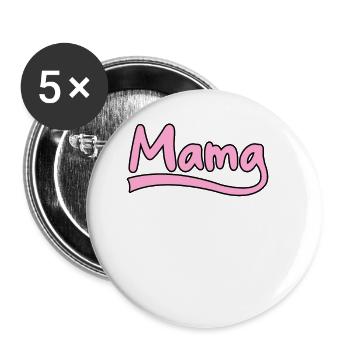 Lettrage Mama - Lot de 5 grands badges (56 mm) - blanc - Devant