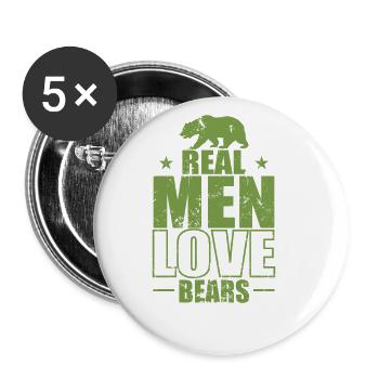 De vrais hommes aiment les ours Animal de la forêt - Lot de 5 grands badges (56 mm) - blanc - Devant