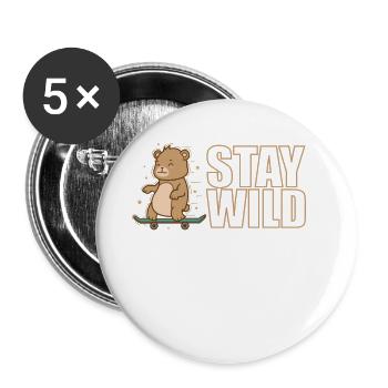 Stay Wild Bär Tier - Buttons groß 56 mm (5er Pack) - Weiß - Vorne