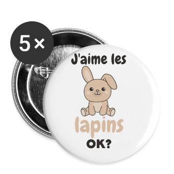 I like bunnies ok? Cute Bunny - Buttons large 2.2''/56 mm (5-pack) - white - Front