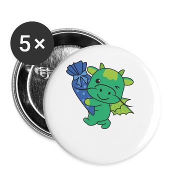 bye bye kindergarten hello school dragon - Buttons large 2.2''/56 mm (5-pack) - white - Front
