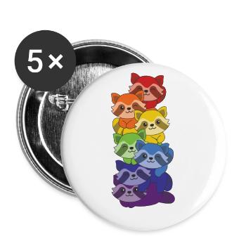 Regenbogen Einhorn süße bunte Einhorn für Kinder - Buttons groß 56 mm (5er Pack) - Weiß - Vorne