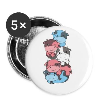 Transgender Flag Pride LGBTQ süßer Einhorn Stapel - Buttons groß 56 mm (5er Pack) - Weiß - Vorne