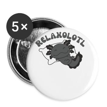 Relaxolotl Axolotl amoureux doux animaux relax - Lot de 5 grands badges (56 mm) - blanc - Devant