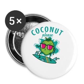 Coconut while surfing Coconut Please - Buttons large 2.2''/56 mm (5-pack) - white - Front