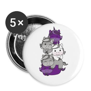 Graysexuell Flag Pride LGBTQ süßer Einhorn Stapel - Buttons groß 56 mm (5er Pack) - Weiß - Vorne