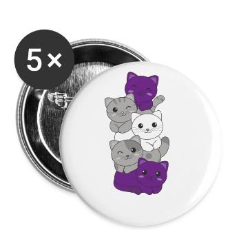 Graysexual Flag Pride LGBTQ Cute Cat Stack - Buttons large 2.2''/56 mm (5-pack) - white - Front