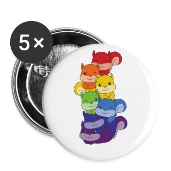 Rainbow Flag Pride LGBTQ Mignon Écureuil - Lot de 5 grands badges (56 mm) - blanc - Devant