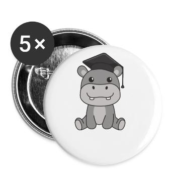 Kids Kindergarten nailed it Hippo Graduation - Buttons groß 56 mm (5er Pack) - Weiß - Vorne