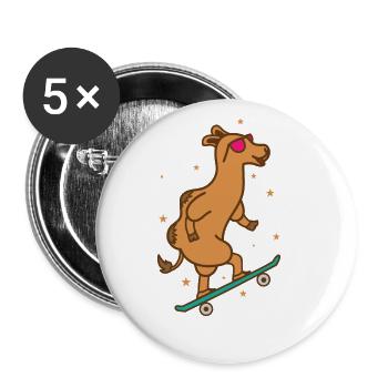 Chameau sur le dromadaire de skateboard - Lot de 5 grands badges (56 mm) - blanc - Devant
