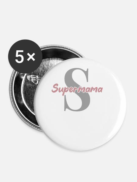 Supermama - Buttons groß 56 mm (5er Pack) - Weiß