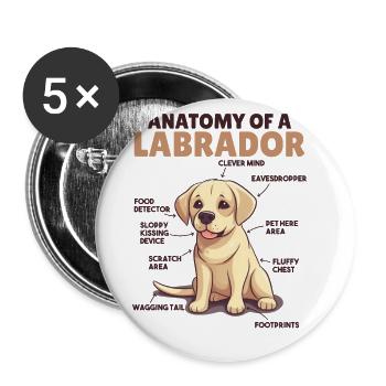 Dog explanation Anatomy of a Labrador - Buttons large 2.2''/56 mm (5-pack) - white - Front