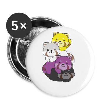 Nonbinary Flag Pride LGBTQ Cute Red Panda - Buttons large 2.2''/56 mm (5-pack) - white - Front