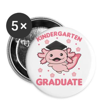 Diplôme Axolotl Diplômé de la maternelle pour enfants - Lot de 5 grands badges (56 mm) - blanc - Devant