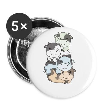 Unlabeld Flag Pride LGBTQ Cute Cow - Buttons large 2.2''/56 mm (5-pack) - white - Front