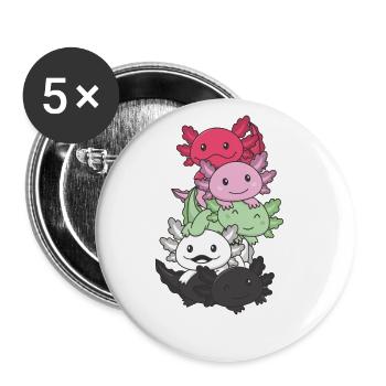 Reciproromantic Flag Pride LGBTQ süßer Axolotl - Buttons groß 56 mm (5er Pack) - Weiß - Vorne