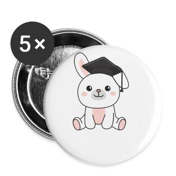 Kids Kindergarten nailed it Hase Graduation - Buttons groß 56 mm (5er Pack) - Weiß - Vorne