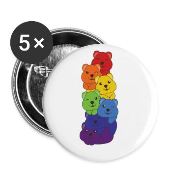 Rainbow Flag Pride LGBTQ Cute Quokka Stack - Buttons large 2.2''/56 mm (5-pack) - white - Front