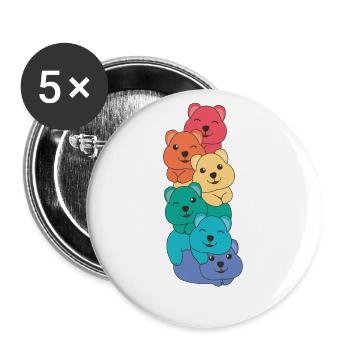 Rainbow Flag Pride LGBTQ Cute Quokka Stack - Buttons large 2.2''/56 mm (5-pack) - white - Front