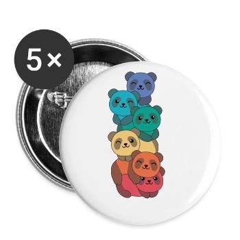 Rainbow Flag Pride LGBTQ Cute Panda Stack - Buttons large 2.2''/56 mm (5-pack) - white - Front