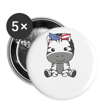 4 juillet American Zebra for Kids USA - Lot de 5 grands badges (56 mm) - blanc - Devant