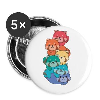 Rainbow Flag Pride LGBTQ Cute Red Panda - Buttons large 2.2''/56 mm (5-pack) - white - Front