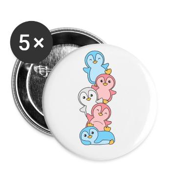 Transgender Flag Pride LGBTQ Cute Penguin Stack - Lot de 5 grands badges (56 mm) - blanc - Devant