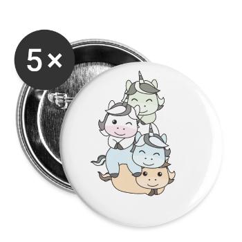 Unlabeld Flag Pride LGBTQ cute unicorn - Buttons large 2.2''/56 mm (5-pack) - white - Front