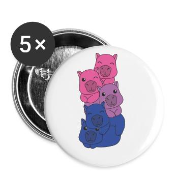 Bisexuel Flag Pride LGBTQ Mignon Capybara - Lot de 5 grands badges (56 mm) - blanc - Devant