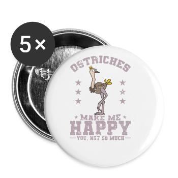 Les autruches me rendent heureux Pas tellement - Lot de 5 grands badges (56 mm) - blanc - Devant