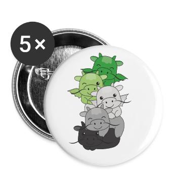 Aromantik Flag Pride LGBTQ süßer Drache Stapel - Buttons groß 56 mm (5er Pack) - Weiß - Vorne