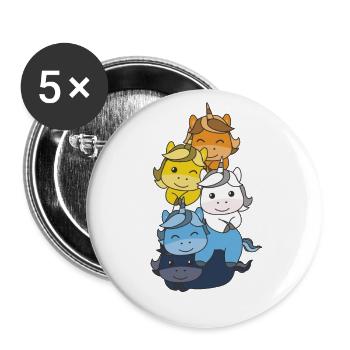 Aroace Flag Pride LGBTQ Cute Unicorn Stack - Buttons large 2.2''/56 mm (5-pack) - white - Front