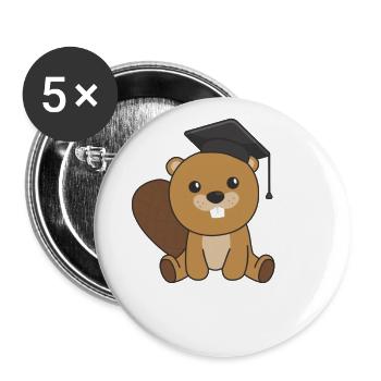 Kids Kindergarten nailed it Biber Graduation - Buttons groß 56 mm (5er Pack) - Weiß - Vorne