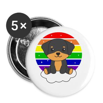 Rottweiler colorful rainbow for kids cute dog - Buttons large 2.2''/56 mm (5-pack) - white - Front
