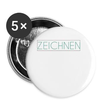 Zeichnen Schriftzug - Buttons groß 56 mm (5er Pack) - Weiß - Vorne