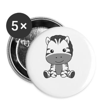 Zebra cute animals for kids manga zebras - Buttons large 2.2''/56 mm (5-pack) - white - Front