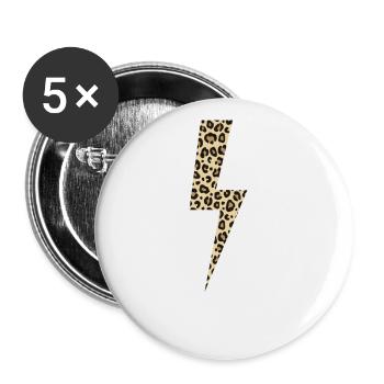 Leopard Lightning Big Cat Africa - Buttons large 2.2''/56 mm (5-pack) - white - Front