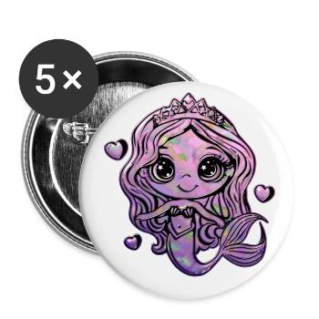 Sweet Mermaid 2 - Buttons large 2.2''/56 mm (5-pack) - white - Front